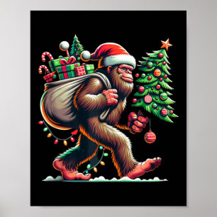 Bigfoot kerstboom lampjes met Mannen sasqua Poster