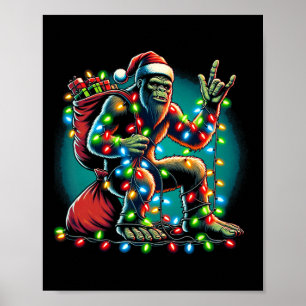 Bigfoot kerstboom lampjes met Mannen sasqua Poster