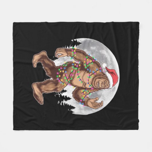 Bigfoot kerstboom lampjes paasquatch fleece deken (Voorkant (Horizontaal))