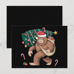 Bigfoot kerstboom lampjes Xmas sasquatch Lover Briefkaart