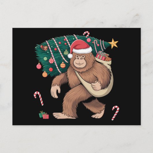 Bigfoot kerstboom lampjes Xmas sasquatch Lover Briefkaart (Voorkant)