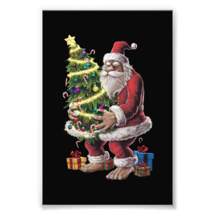 Bigfoot Kerstboom Lichtjes Kerst Sasquatch Liefheb Foto Afdruk