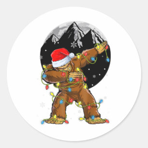 Bigfoot kerstboom Lights Xmas Boys Mannen Ronde Sticker