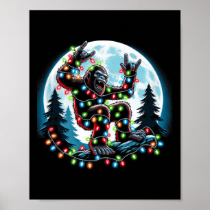 Bigfoot kerstboom verlicht Funny Xmas Sas Poster