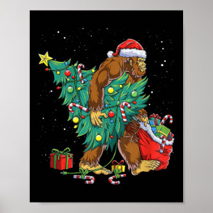 Bigfoot kerstboom verlicht Funny Xmas Sas Poster