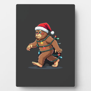 Bigfoot Kerstman Kerstboom Lichtjes Kerstmis Jonge Fotoplaat