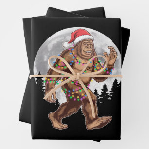 Bigfoot Kerstman Kerstboom Lichtjes Kerstmis Sasqu Inpakpapier Vel