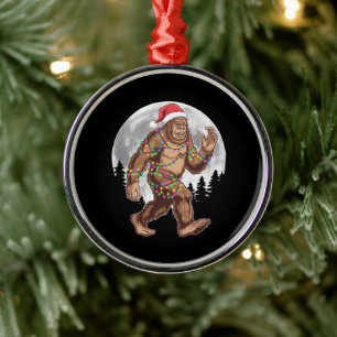 Bigfoot Kerstman Kerstboom Lichtjes Kerstmis Sasqu Metalen Ornament