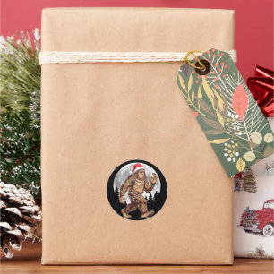 Bigfoot Kerstman Kerstboom Lichtjes Kerstmis Sasqu Ronde Sticker