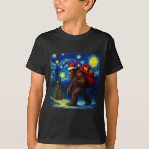 Bigfoot Kerstman Kerstmis Sterrennacht Sasquatch B T-shirt