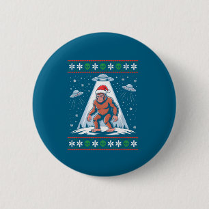 Bigfoot Kerstman Ufo Alien Grappige Lelijke Kerst Ronde Button 5,7 Cm