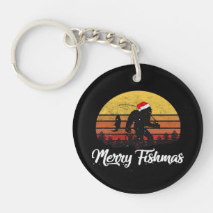 Bigfoot Kerstmis Sinterklaas Hoed Prettig Fishmas Sleutelhanger
