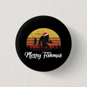 Bigfoot Kerstmis Sinterklaas Hoed Prettig VisKerst Ronde Button 3,2 Cm