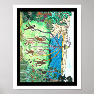 Bigfoot kinderen dansen rond een maypole poster