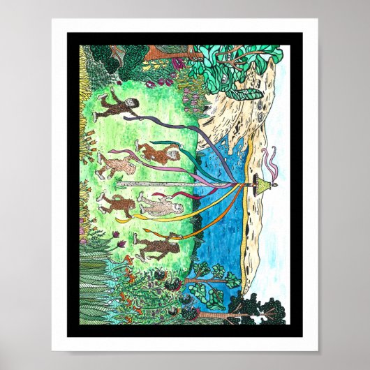 Bigfoot kinderen dansen rond een maypole poster (Voorkant)