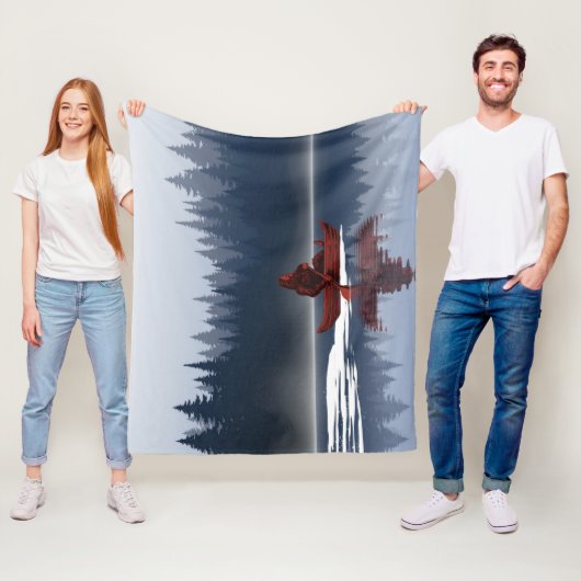 Bigfoot Lake Canoe Wilderness Pine Forest Fleece Deken (In situ)