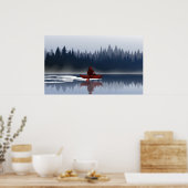 Bigfoot Lake Canoe Wilderness Pine Forest Poster (Keuken)