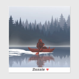 Bigfoot Lake Canoe Wilderness Pine Forest Sticker