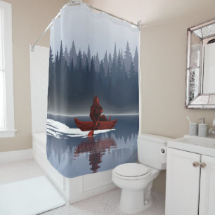 Bigfoot Lake Kano Wildernis Grove Dennekamp Douchegordijn
