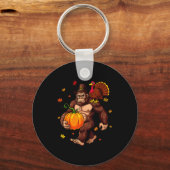 Bigfoot Lgrim Turkey Pumpkin Thanksgiving Day Boys Sleutelhanger (Voorkant)