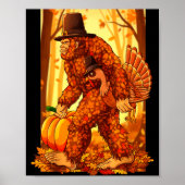 Bigfoot Lgrim Turkey Pumpkin Thanksgiving Day Funn Poster (Voorkant)