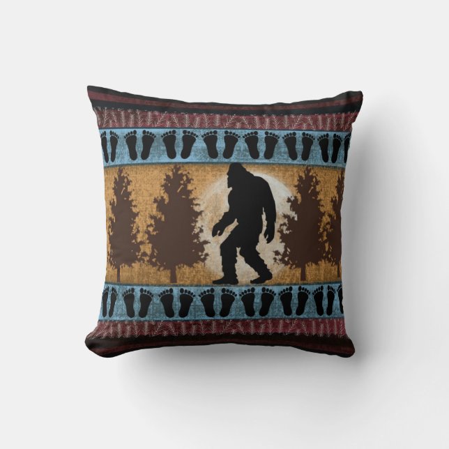 Bigfoot Lodge Coussin, Oreiller à lancer Sasquatch (Recto)