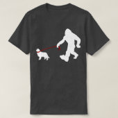 Bigfoot loopt met Newfoundland Dog Funny Bigfoo T-shirt (Design voorkant)
