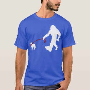 Bigfoot loopt met Siberian Husky Dog Funny Bigf T-shirt