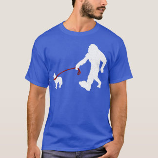 Bigfoot loopt met Siberian Husky Dog Funny Bigf T-shirt