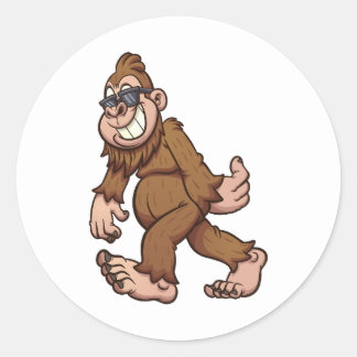 Bigfoot lopen en het dragen van een zonnebril ronde sticker