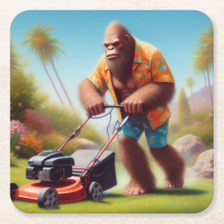 Bigfoot maaien vierkante kartonnen onderzetter