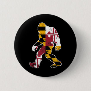 Bigfoot Maryland Flag State Sasquatch Mannen Vrouw Ronde Button 5,7 Cm