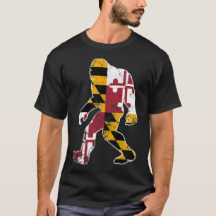 Bigfoot Maryland Flag State Sasquatch Mannen Vrouw T-shirt