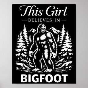 Bigfoot meisje gelovige sasquatch cryptid bos poster