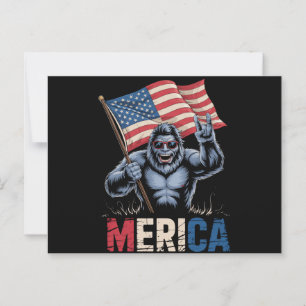 Bigfoot Merica Rock Amerikaanse Vlag Patriottisch  Briefkaart