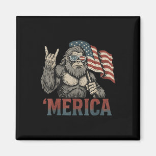 Bigfoot Merica Rock Amerikaanse Vlag Patriottisch Magneet