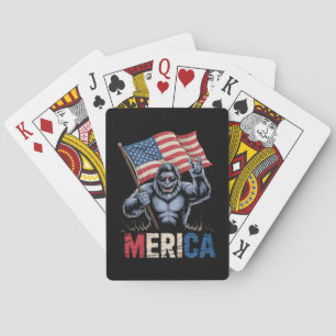 Bigfoot Merica Rock Amerikaanse Vlag Patriottisch  Pokerkaarten