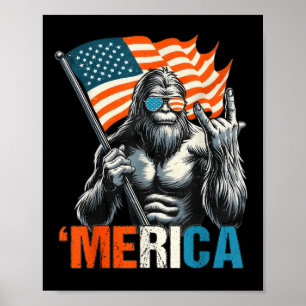 Bigfoot Merica Rock Amerikaanse vlag Patriottische Poster