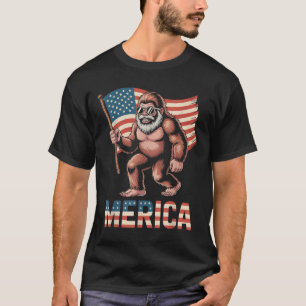 Bigfoot Merica Rock Amerikaanse vlag Patriottische T-shirt