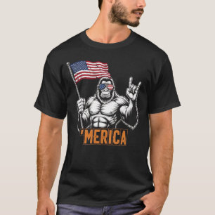 Bigfoot Merica Rock - Patriottische 4th of July Sa T-shirt