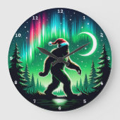 Bigfoot met Aurora Borealis en kerstsfeer Grote Klok (Voorkant)