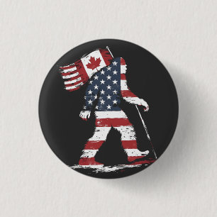 Bigfoot met Canadese vlag 51e staat Trump Ronde Button 3,2 Cm