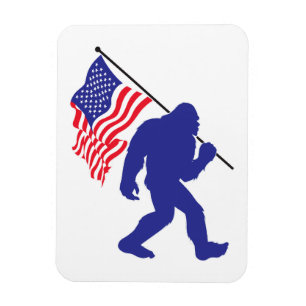 Bigfoot met een Amerikaanse vlag Magneet