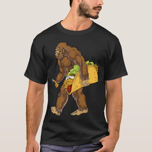 Bigfoot met een taco met een taco sasquatch t-shirt (Voorkant)