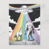 Bigfoot met eenhoorn en een ufo briefkaart (Voorkant)