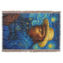 Bigfoot met Kat in Van Gogh stijl Sterrennacht