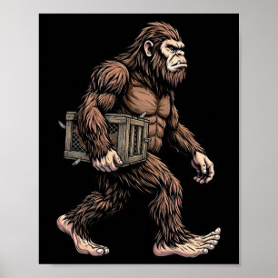 Bigfoot met kipkrat Sasquatch-boerderij humor Poster