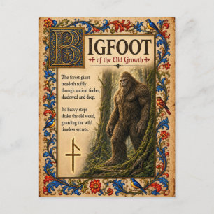 Bigfoot, Middeleeuwse Bestiarium Kunst Briefkaart