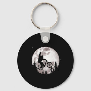 Bigfoot Mountainbike Met Maan Shirt Grappige Fiets Sleutelhanger