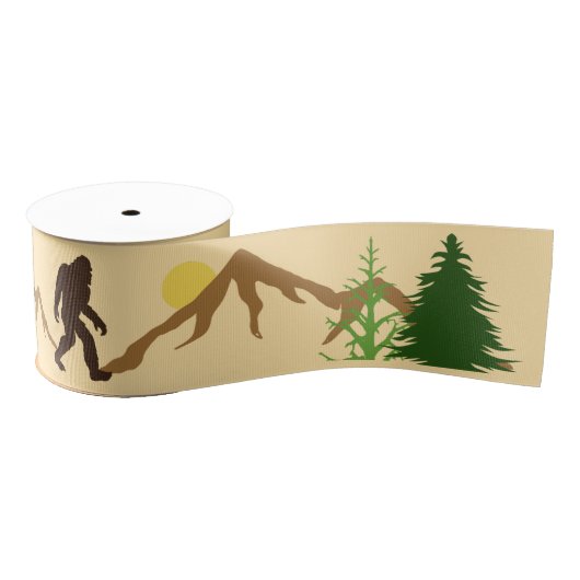 Bigfoot Mountains en Forest Pine Trees Patterned Grosgrain Lint (Spoel)
